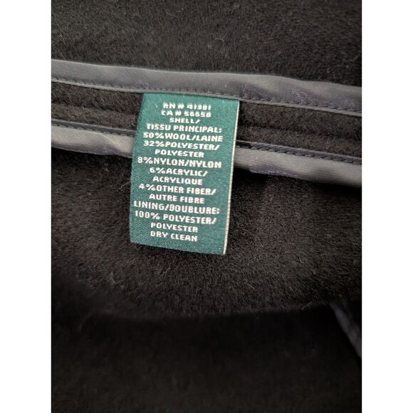 Lauren Ralph Lauren Cape Coat Women XXL Black Fringe Drape Wool Blend Mid Length - Picture 7 of 10